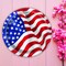 8 Count USA Flag Patriotic Round Disposable Dessert Plates For Festive Events 7 Inch